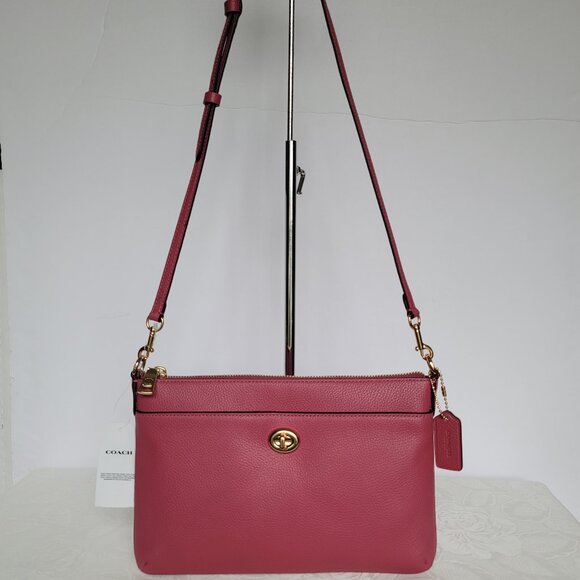 COACH Polly Pebbled Leather Crossbody Bag- Rouge color - Picture 5 of 16